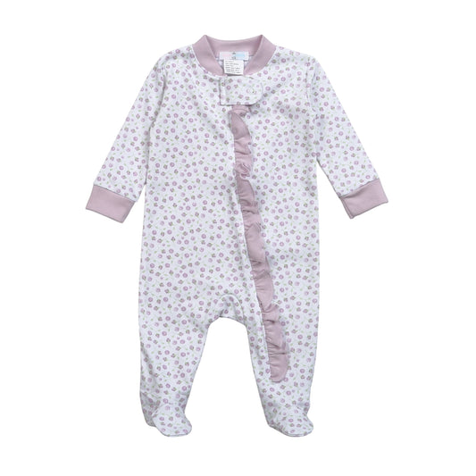 LYN-299 Lyn Purple Floral Pima Zipper Footie