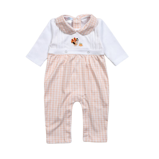 TKD-134 Turkey Day Hand Embroidered Pima  Romper