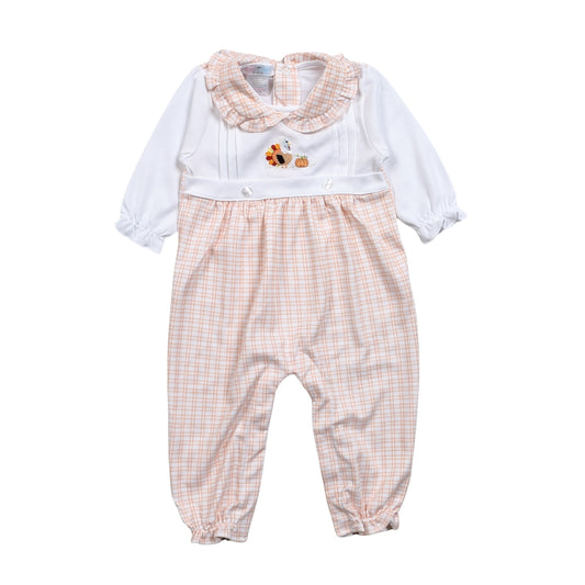TKD-234 Turkey Day Hand Embroidered Pima  Romper