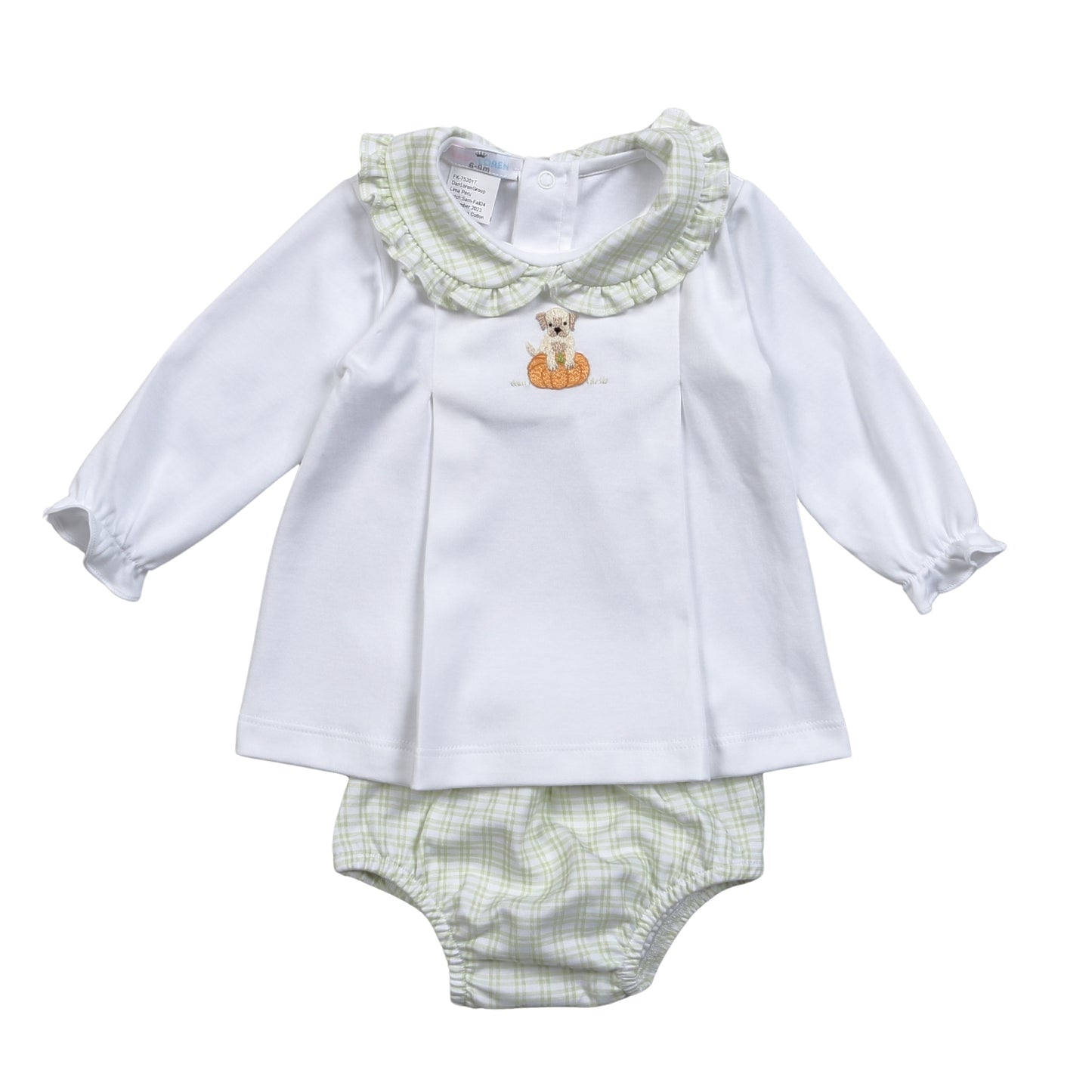 PUW-232 Pumpkins and Paws Hand Embroidered Pima  Bloomers set