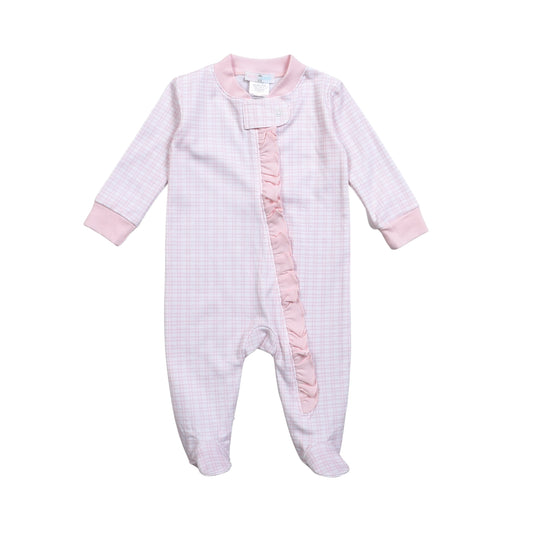PPD-299 Pink Plaid Pima Zipper Footie