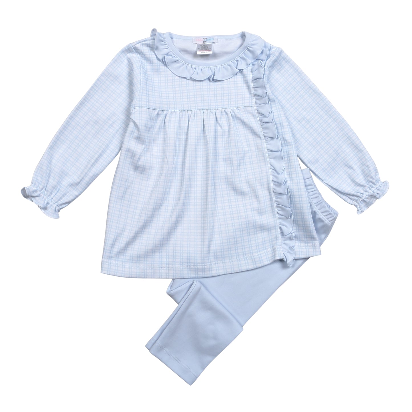 BPD-220 Blue Plaid Pima pants set