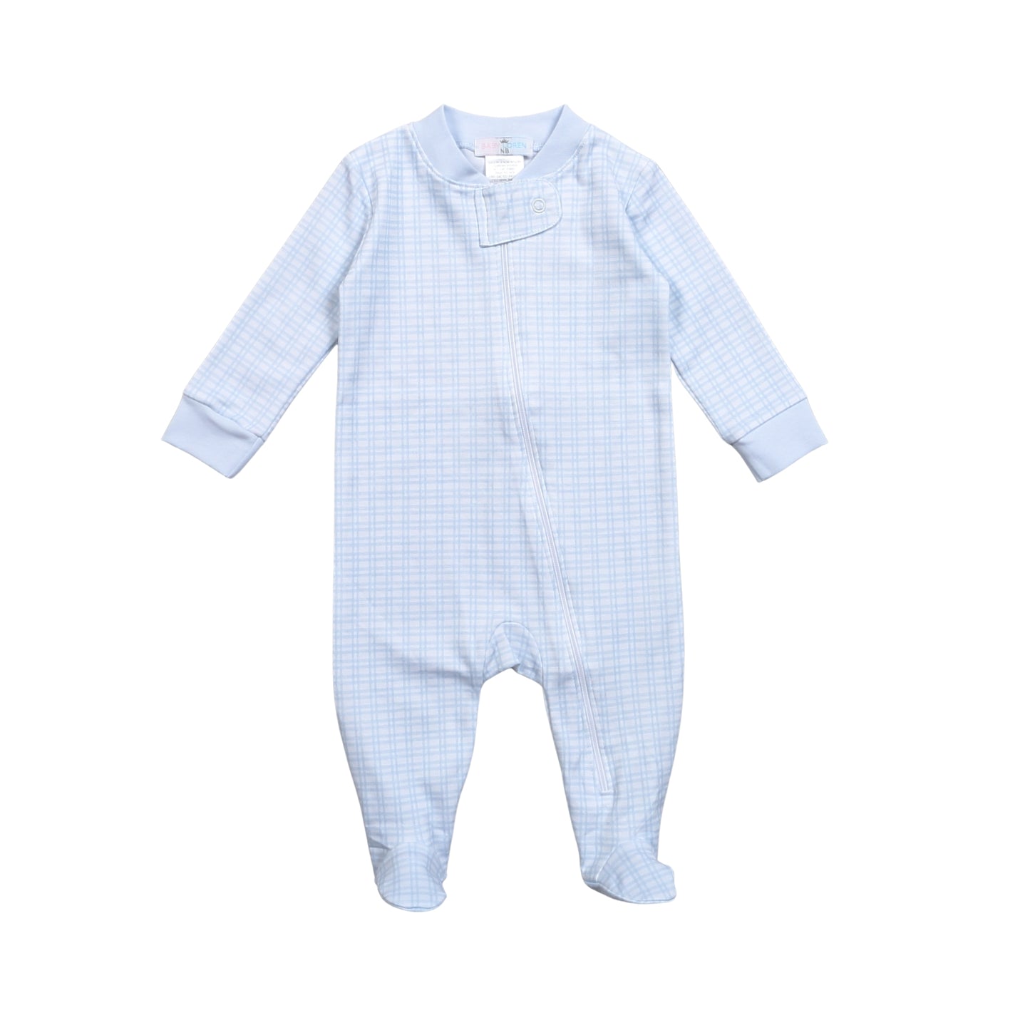 BPD-299 Blue Plaid Pima Zipper Footie