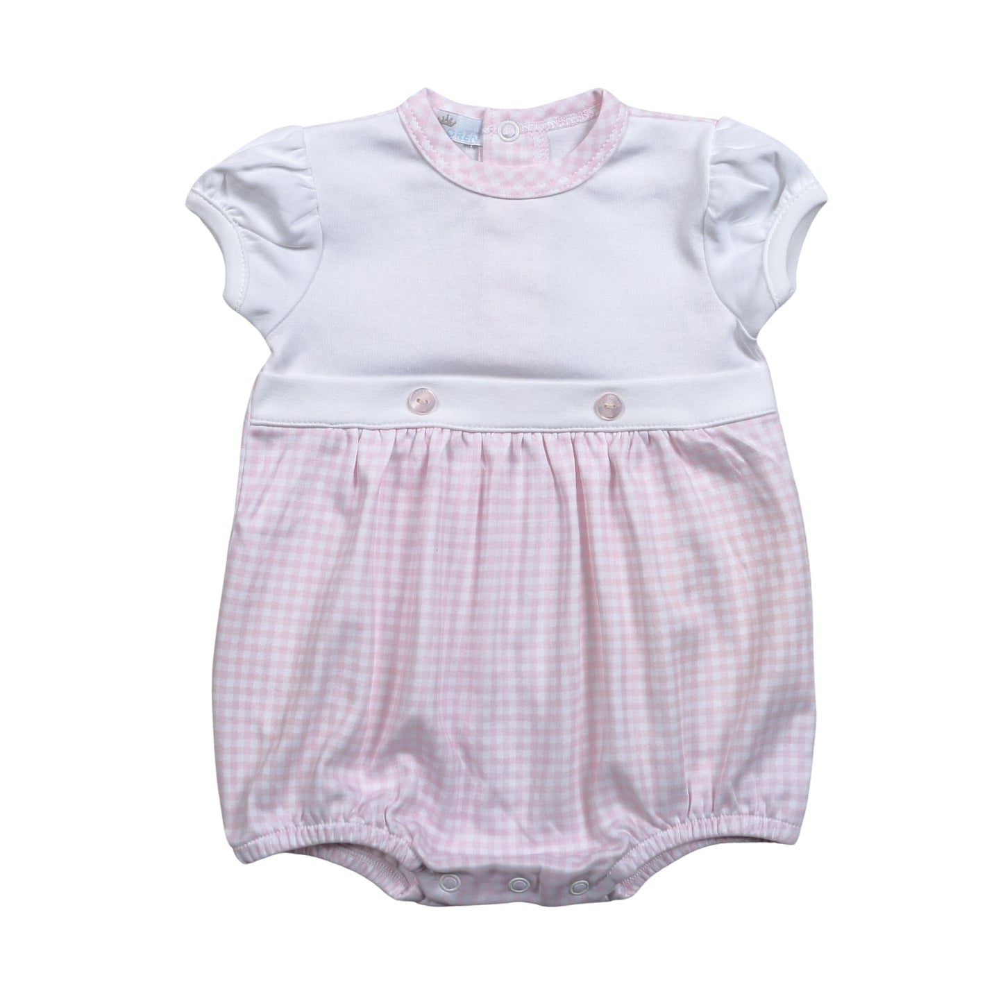 OLI-630 OLIVIA PIMA PINK GINGHAM TWO BUTTON BUBBLE