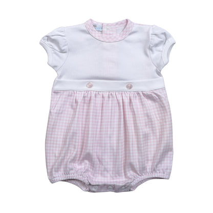 OLI-630 OLIVIA PIMA PINK GINGHAM TWO BUTTON BUBBLE
