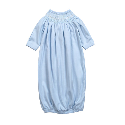 HEN-619 BLUE HAND SMOCKED PIMA BISHOP GOWN