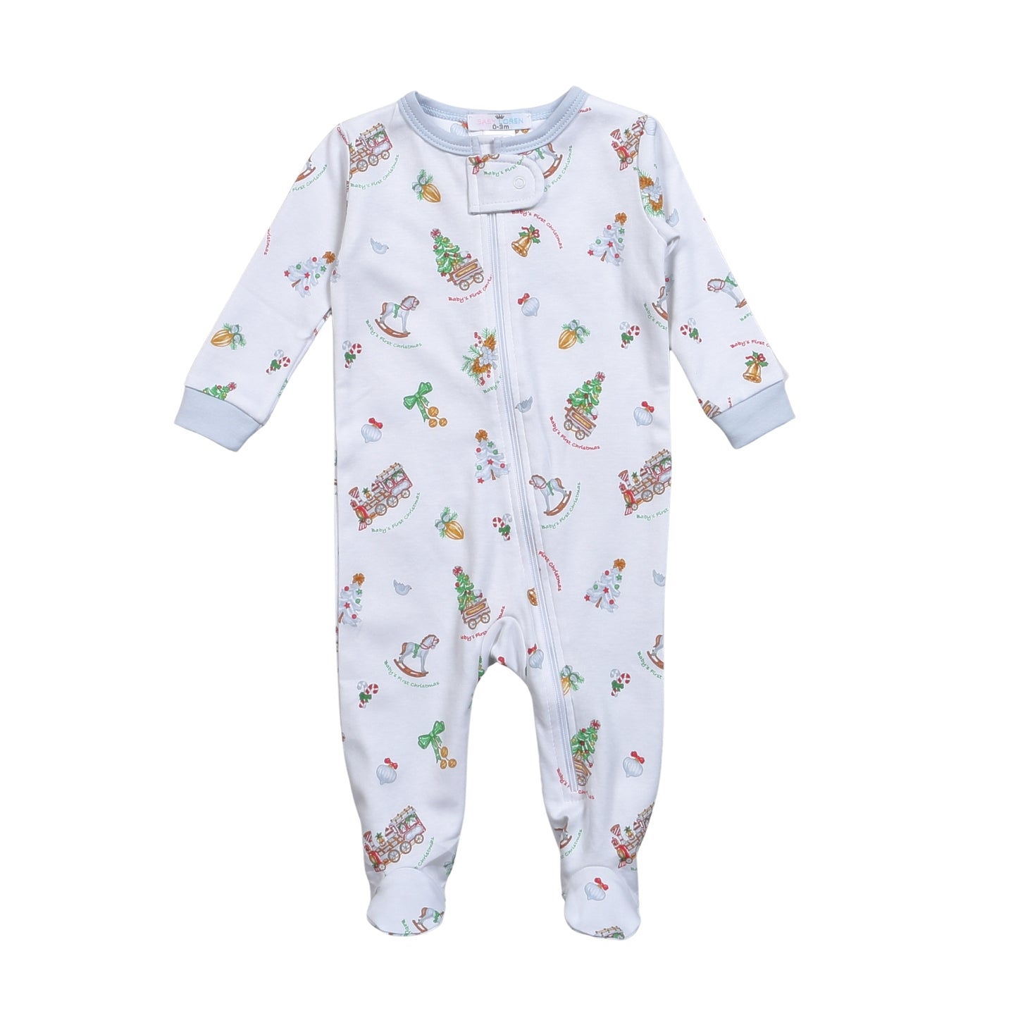 BFX-399 Baby's First Christmas Pima Zipper Footie