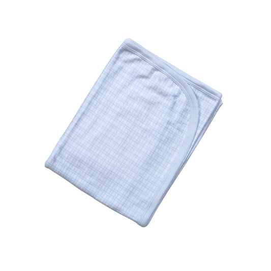 BPD-216 Blue Plaid Pima Receiving Blanket
