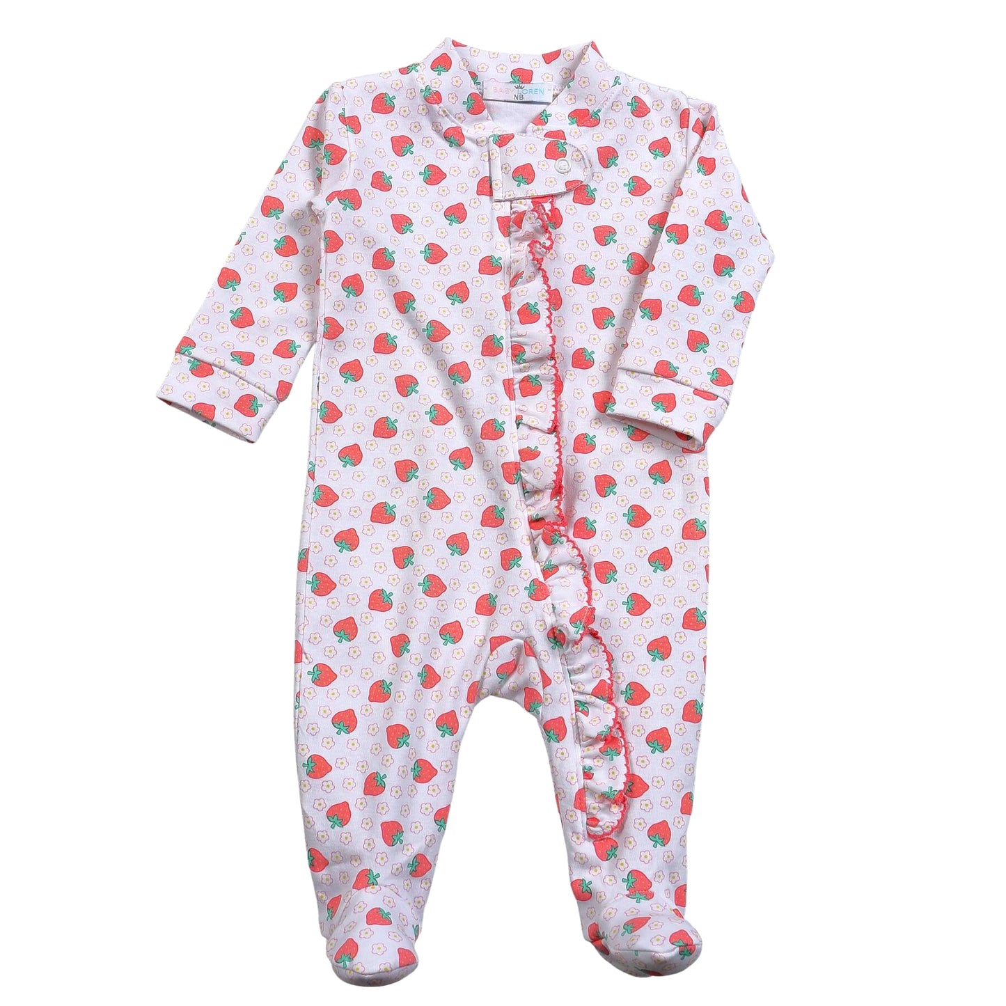 PINK STRAWBERRIES PIMA ZIPPER FOOTIE