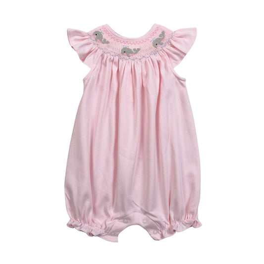 Pink Whales  Hand Smocked Pima Bishop Bubble