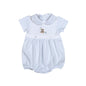 BBR-130 BLUE BIRTHDAY BEAR HAND EMBROIDERED PIMA BUBBLE