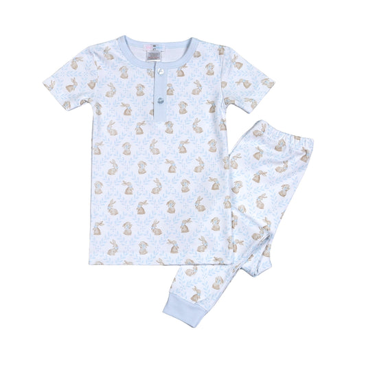 ETR-099 BLUE EASTER BUNNIES PIMA TWO PIECES LOUGEWEAR