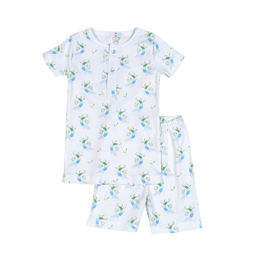 GTR-099 BLUE HAPPY GATORS PIMA TWO PIECES LOUGEWEAR