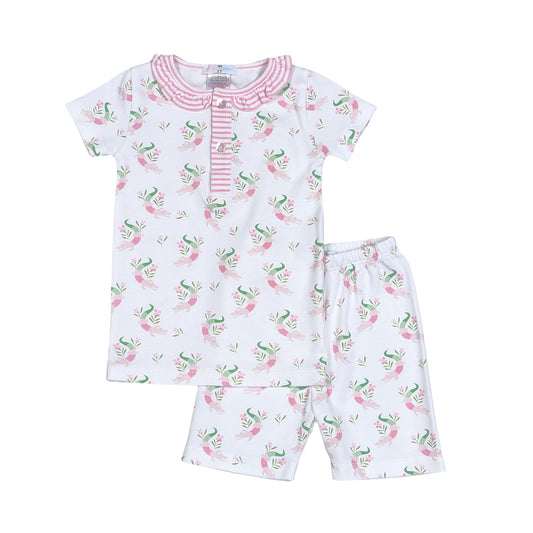 GTR-799 PINK HAPPY GATORS PIMA TWO PIECES LOUGEWEAR