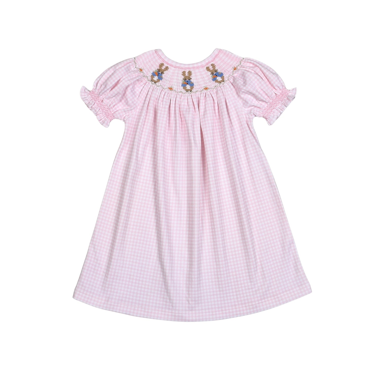 RAB-440 PETER RABBIT PINK HAND SMOCKED PIMA BISHOP DRESS