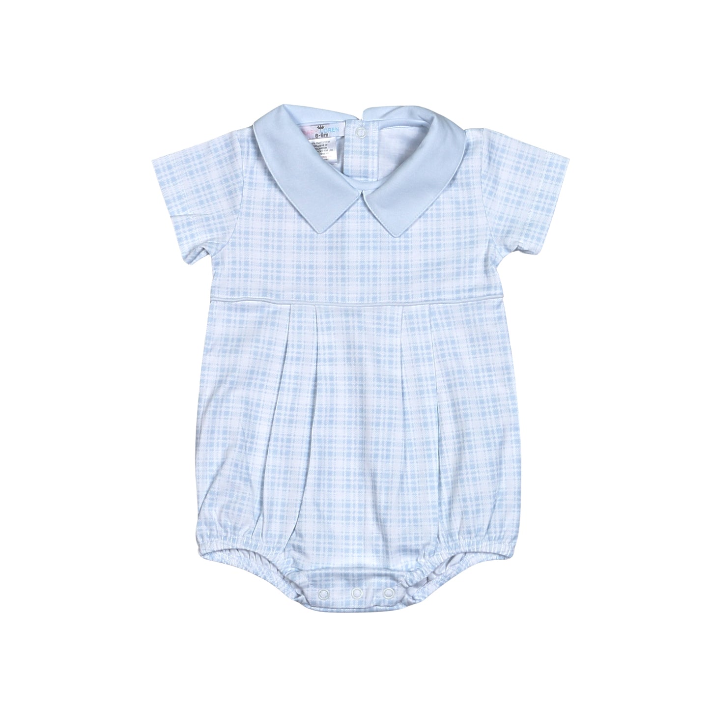 CEL-331 CASEY BLUE PLAIDS PIMA  BUBBLE POINTY COLLAR