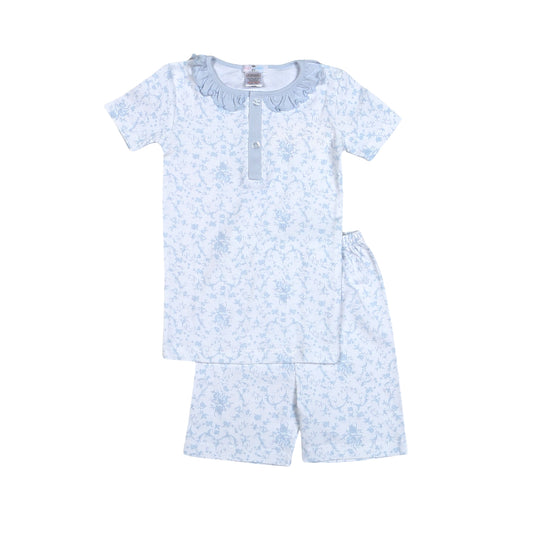 BLA-099 Blair Blue Floral Pima Two Pcs Loungewear