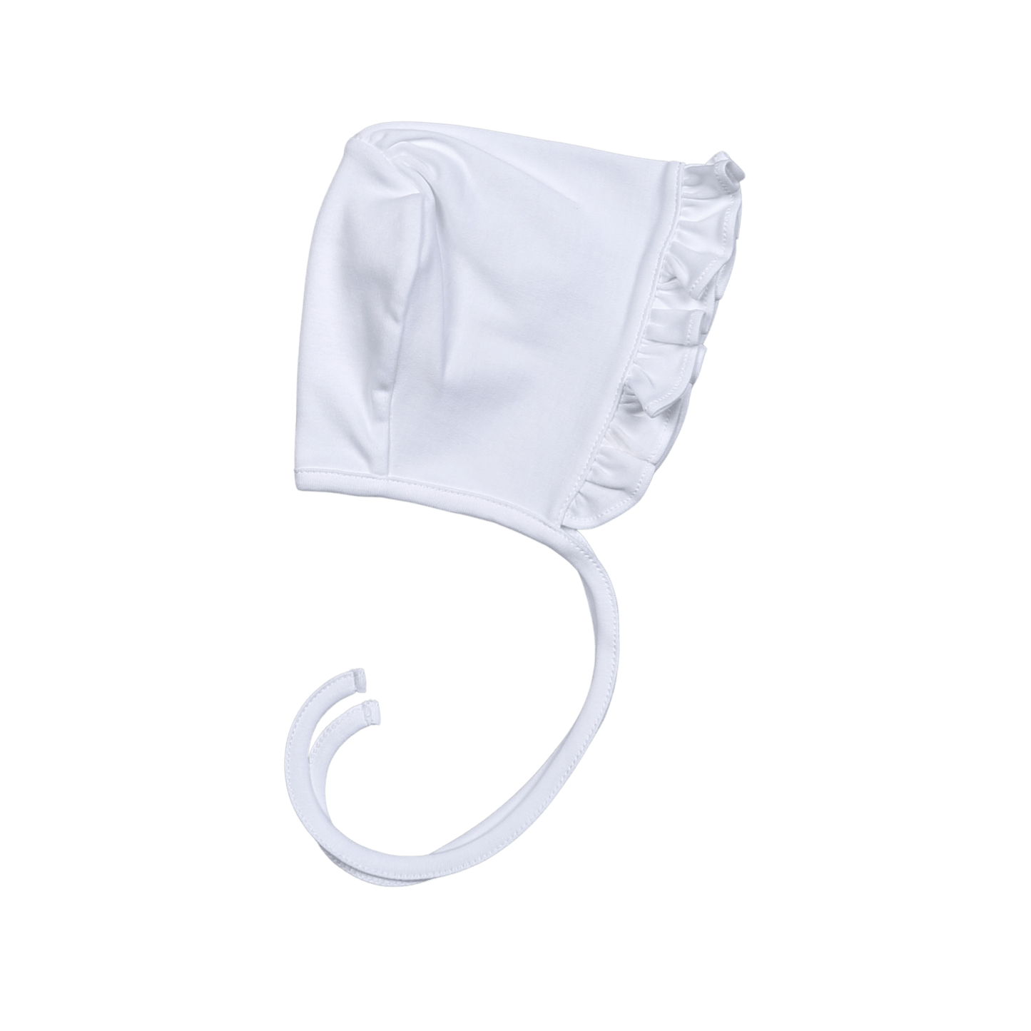 WWP-215 White  Ruffles Bonnet.