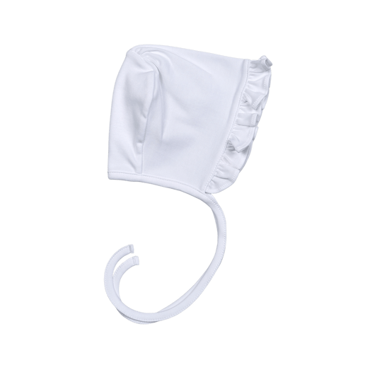 WWP-215 White  Ruffles Bonnet.