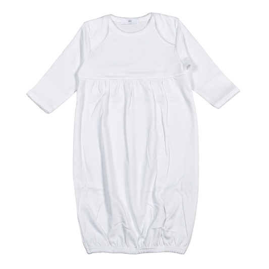 WWP-020 White  Gown White Picot Trim. Cut on Chest