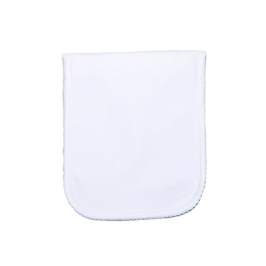 WWP-018 White  Burping Pad White Picot Trim.