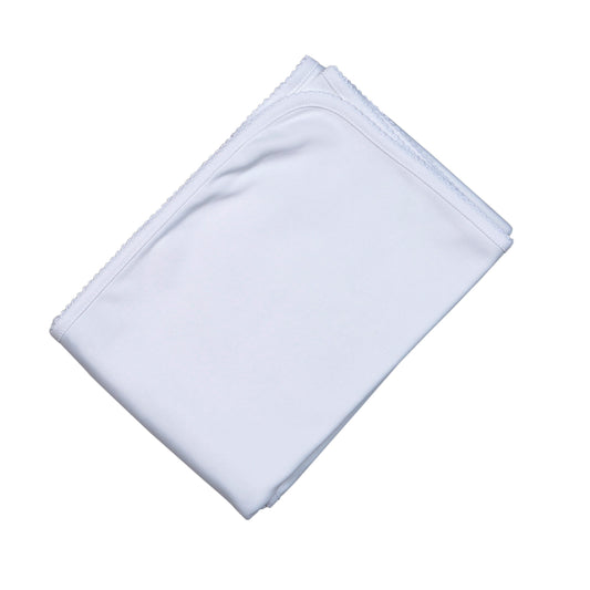 WWP-016 White  Receiving Blanket  White Picot Trim 28"x 29".
