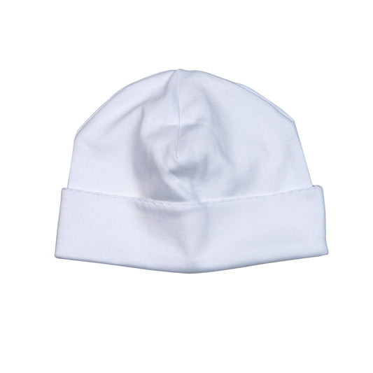 WWP-015 White  Beanie White Picot Trim.
