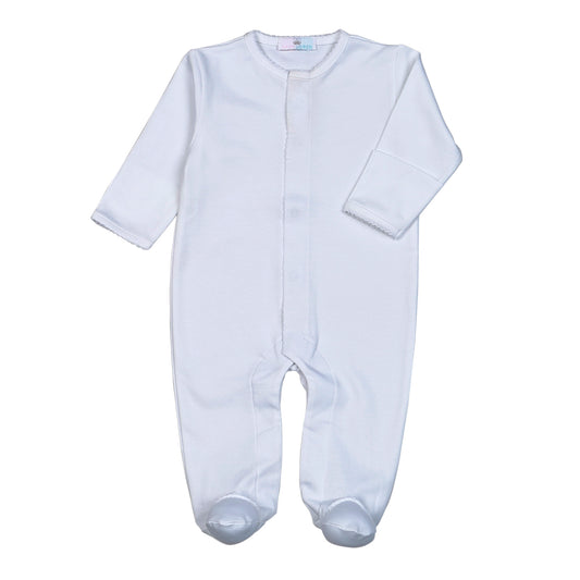 WWP-012 White Snap Footie  White Picot Trim.