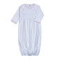 WPP-020 White  Gown Pink Picot Trim. Cut on Chest