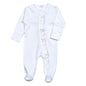 WPP-014 White Zipper Footie  Pink Picot Trim.