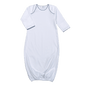WNP-019 White  Gown Navy Blue Picot Trim.
