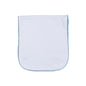 WBP-018 White  Burping Pad Blue Picot Trim.