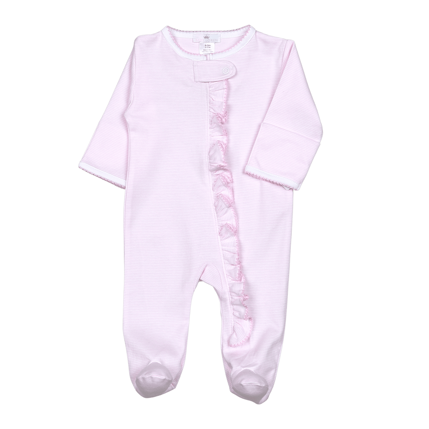 PST-014 Pink Stripes Zipper footie.