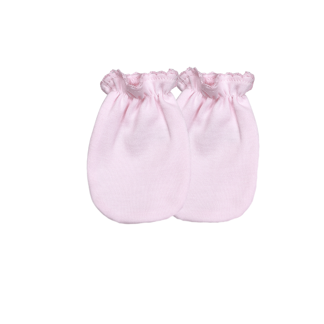 PPP-021 Pink  Mittens Pink Picot Trim.