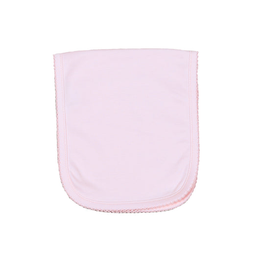 PPP-018 Pink  Burping Pad Pink Picot Trim.