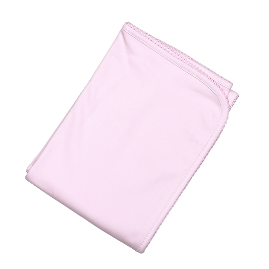 PPP-016 Pink  Receiving Blanket  Pink Picot Trim 28"x 29".