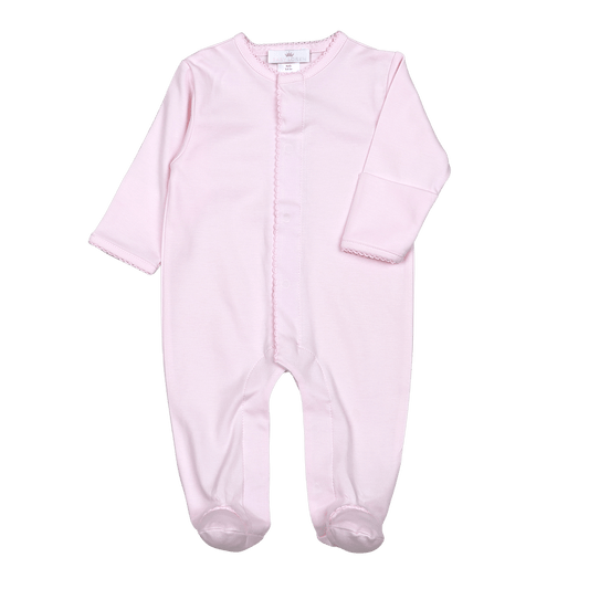PPP-012 Pink Snap Footie  Pink Picot Trim.