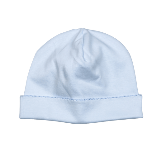 BBP-015 Blue  Beanie Blue Picot Trim.