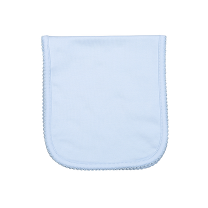BBP-018 Blue  Burping Pad Blue Picot Trim.