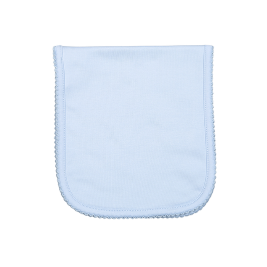 BBP-018 Blue  Burping Pad Blue Picot Trim.