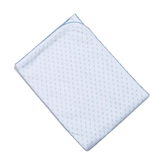 BDT-016 Blue Dots Receiving Blanket 28" x 29".