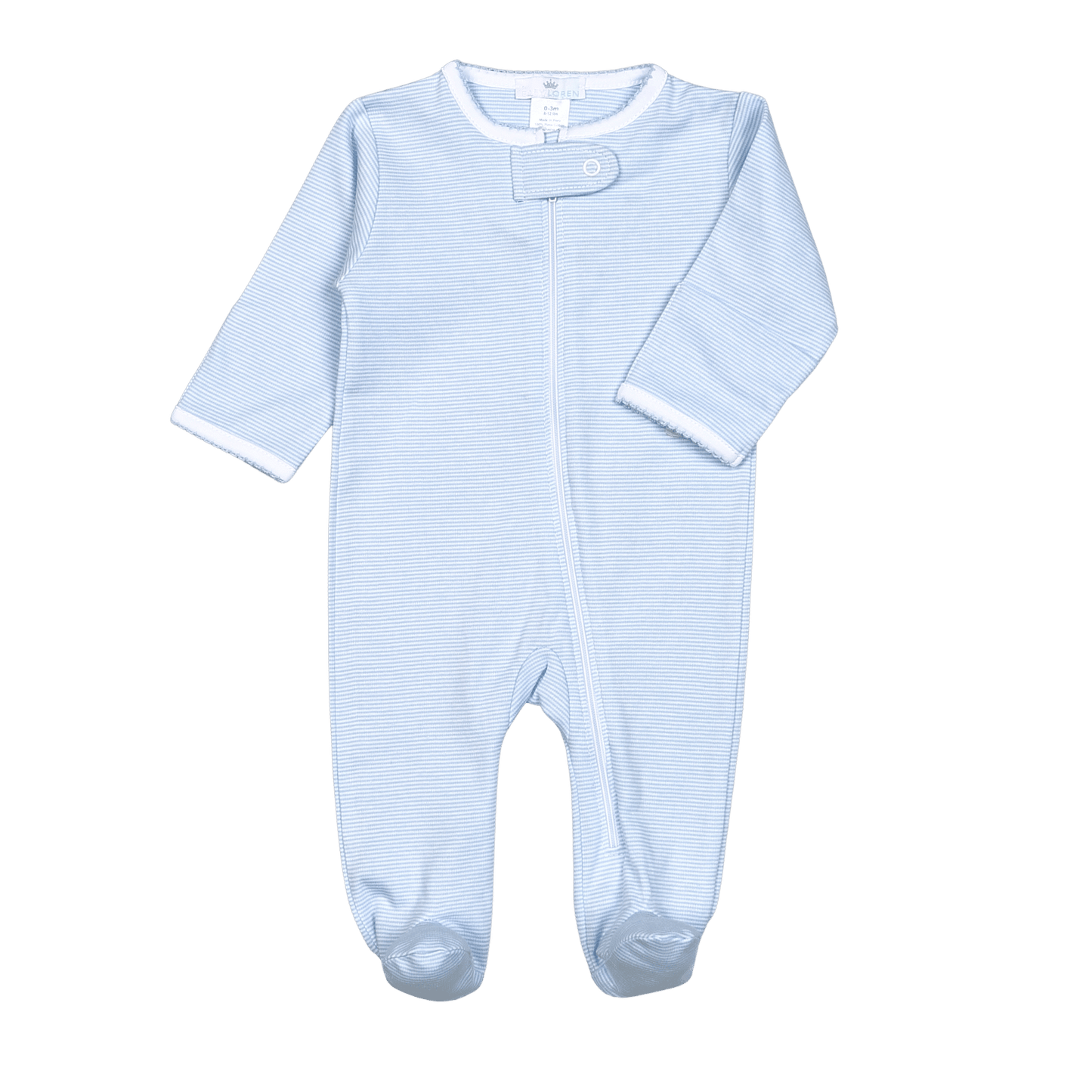 BST-014 Blue Stripes Zipper footie.