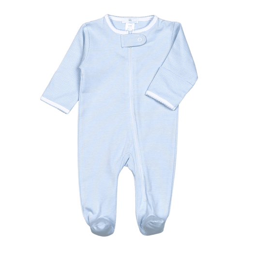 BST-014 Blue Stripes Zipper footie.