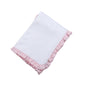 LIL-016 Lily  White and Pink Receiving Blanket 28"x 29".