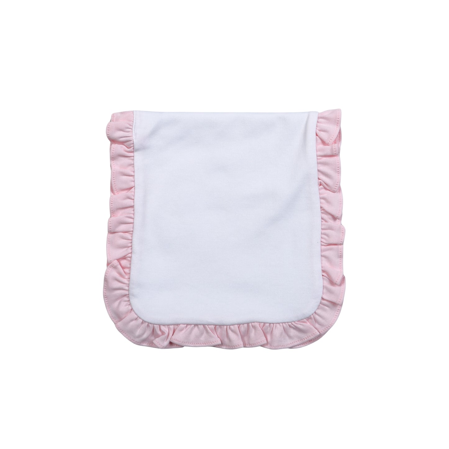 LIL-018 Lily White and Pink Ruffles Burping Pad.