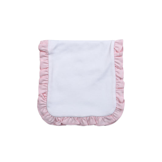 LIL-018 Lily White and Pink Ruffles Burping Pad.