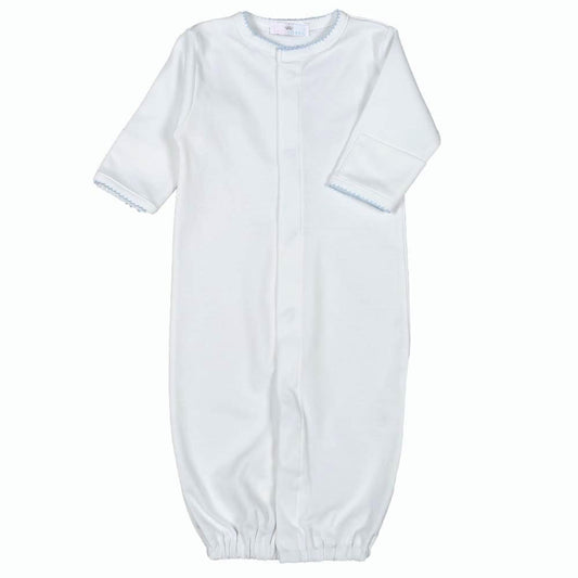 WBP-011 White Converter Gown Blue Picot Trim.