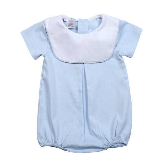 BIB-130 Blue Bib Pima Bubble White Piping