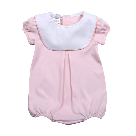 BIB-330 Pink Bib Pima Bubble White Piping