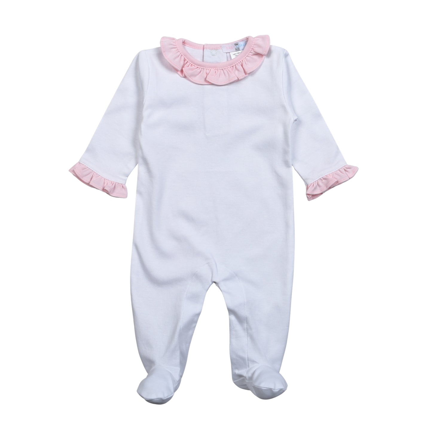 LIL-011 Lily white and pink ruffles footie